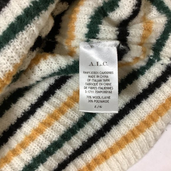 A.L.C. Meryl Wool Blend Ivory Multicolor Stripe Sweater L - Picture 8 of 8